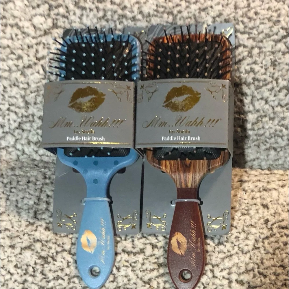 Mm..Wahh!!! By Sheila Paddle Hair Brush Blue, Brown, & Pink (Set Of 3).